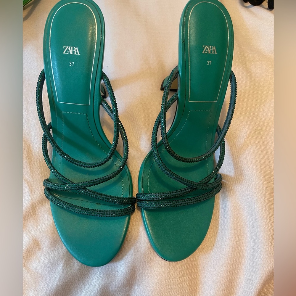 Zara Green Strappy Heels